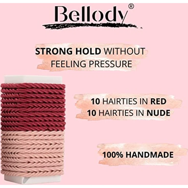 Bellody® Minis - Kleine Mini Haargummis für stylische Flechtfrisuren & kleine Zöpfe (20 Stück - Rose/Rot) - Damen Haargummis in verschiedenen Farben – Bild 2
