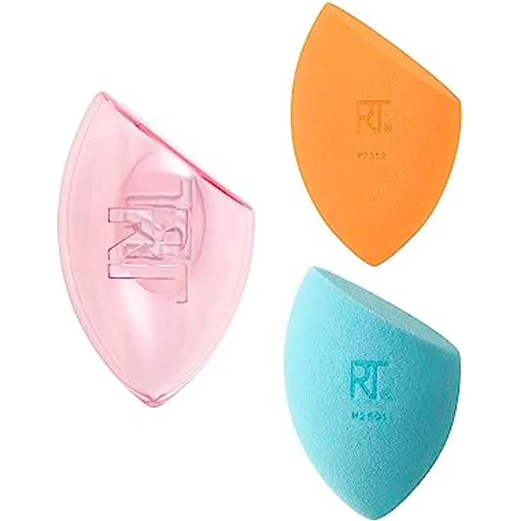 Real Techniques Limited Edition Chic Dreams Schwamm-Set, Make-up-Mischschwämme für matte oder feuchte Haut, Foundation-Schwämme und Reiseetui, baubare Abdeckung, latexfrei, 3-teiliges Geschenkset