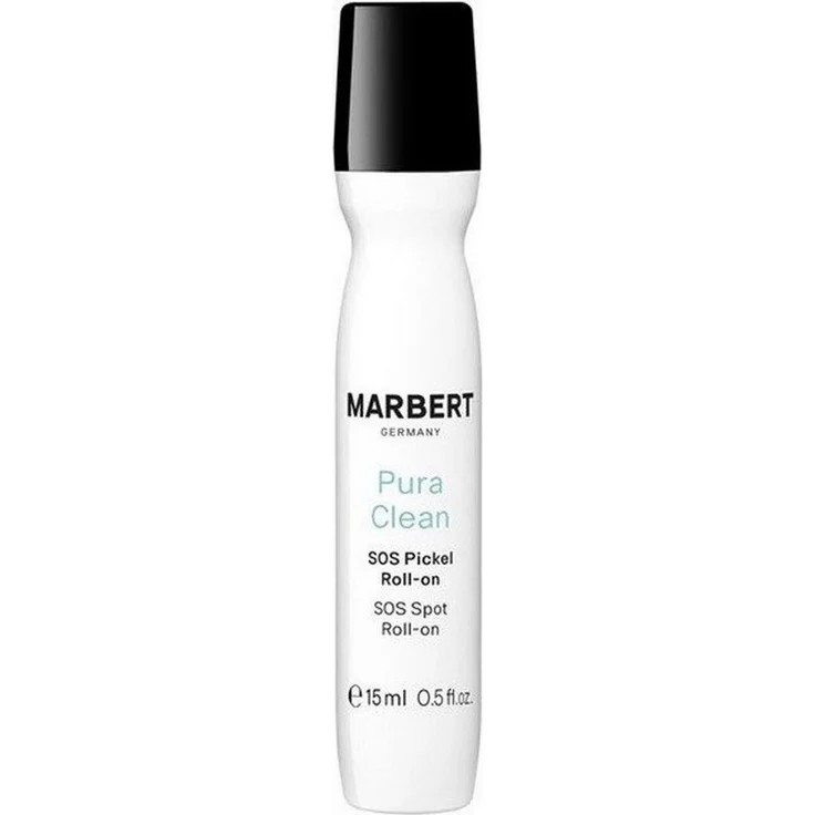 Marbert Pura Clean SOS Spot Roll-On, Gesichtsserum mit antibakterieller Formel gegen Pickel & Hautunreinheiten, 15 ml