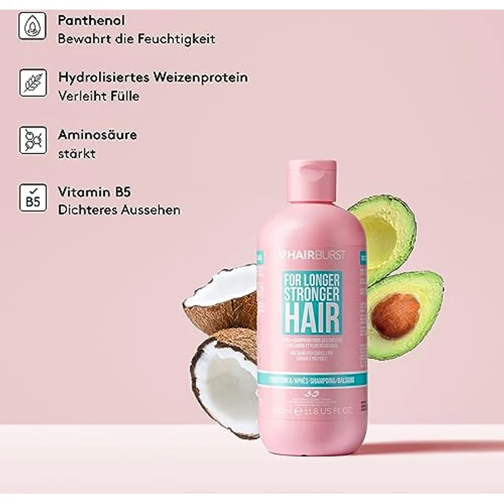 Hairburst Conditioner for Longer Stronger Hair, 350 ml, SLS- und parabenfrei, vegan, mit Avocado- und Kokosnussduft – Bild 3