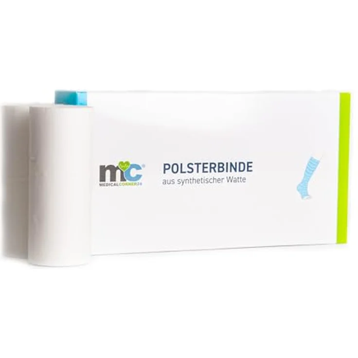 Medicalcorner24 Polsterbinde, synthetische Watte, 3 m x 15 cm, 5 Rollen – hautfreundliches, dehnbares Verbandmaterial für Erste Hilfe – Bild 2