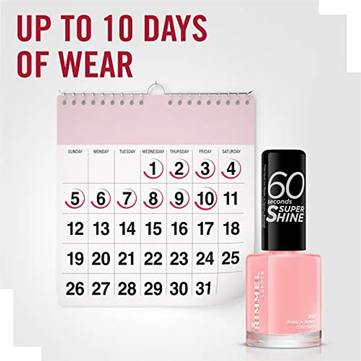 Rimmel London 60 Secons Super Shine Nagellack, 8 ml 262 Ring A Ring O´Roses – Bild 6