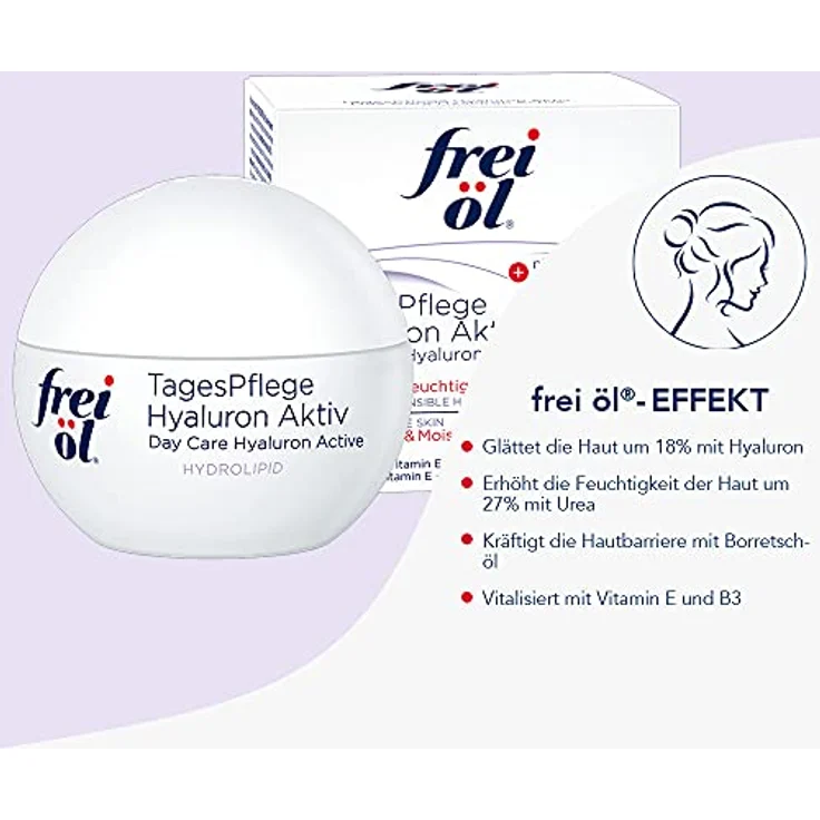 Frei Öl Hydrolipid Tagespflege Hyaluron Aktiv Cre. 50 ml Tagespflege für Damen und Herren – Bild 4