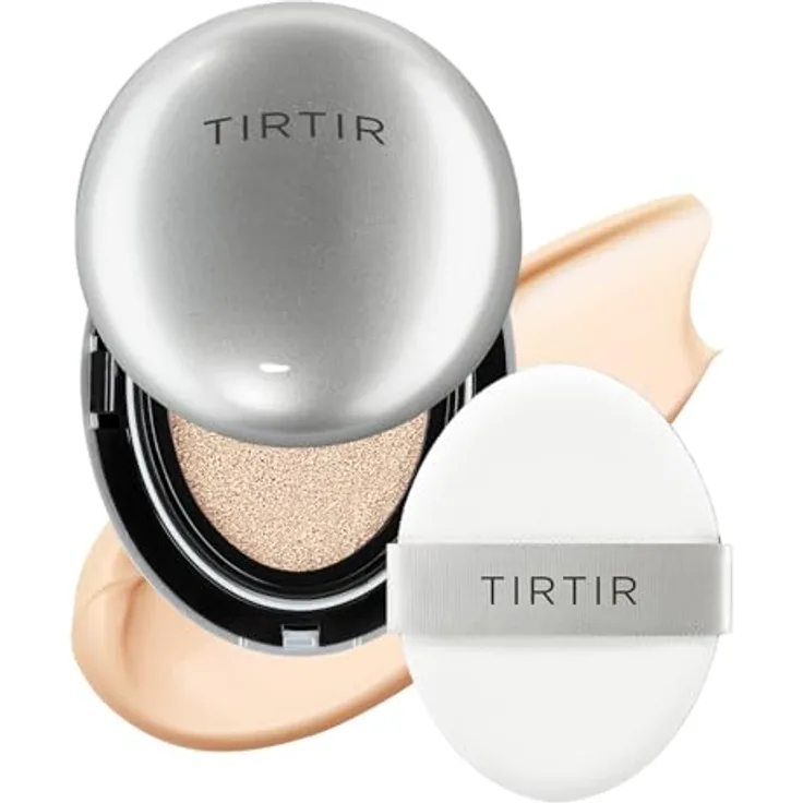 TIRTIR Mask Fit Aura Silver Cushion Foundation, Halb-glänzendes Finish, Natürliche Deckkraft, Feuchtigkeitsspendend, 15C Fair Porcelain