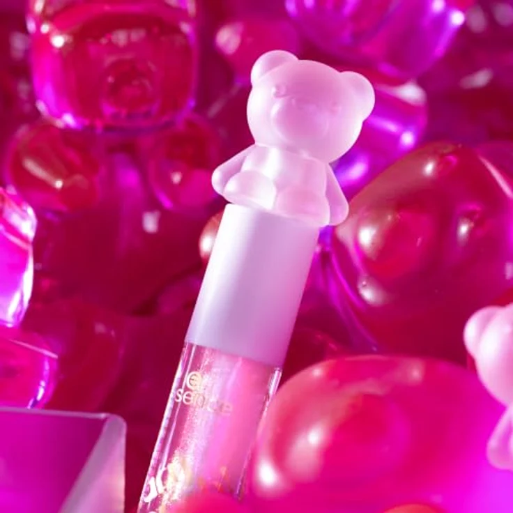essence Beary much! Lippenöl mit Glitzerteilchen, Farbton 01 RaspBeary Kiss, 2.8 ml, vegan und feuchtigkeitsspendend – Bild 3