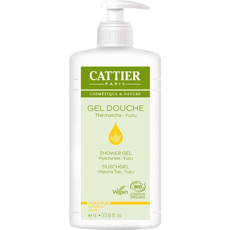 CATTIER Duschgel Matcha Tee Yuzu, 1000 ml zur Reinigung und Pflege der Haut