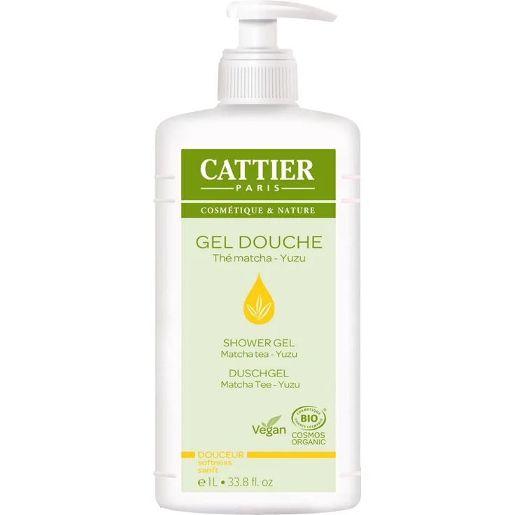 CATTIER Duschgel Matcha Tee Yuzu, 1000 ml zur Reinigung und Pflege der Haut
