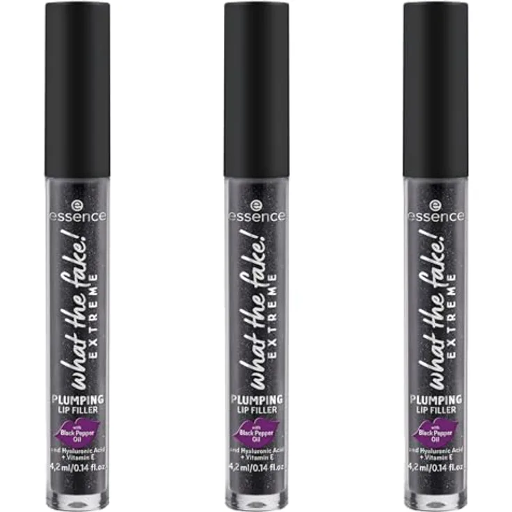 essence what the fake! EXTREME PLUMPING LIP FILLER, Lip Booster, farbanpassend, Schwarz, vegan, ohne Parabene, 3er Pack (3x4.2ml)