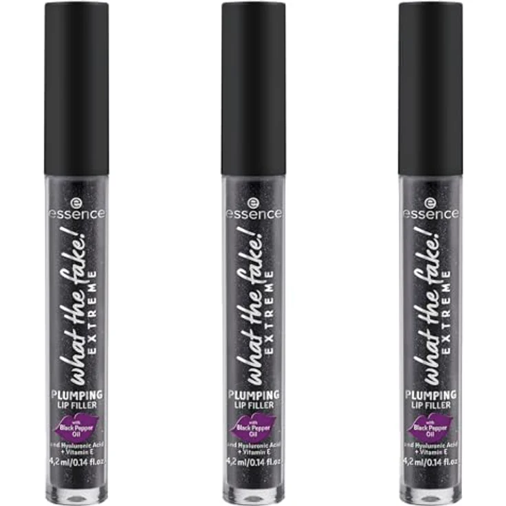 essence what the fake! EXTREME PLUMPING LIP FILLER, Lip Booster, farbanpassend, Schwarz, vegan, ohne Parabene, 3er Pack (3x4.2ml) – Bild 1