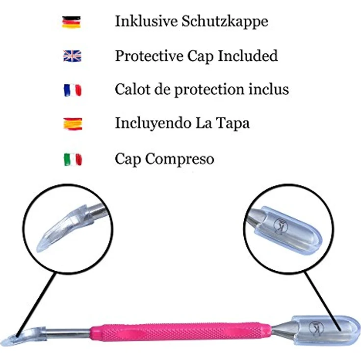 K-Pro Nagelhautschieber und Nagelreiniger mit Löffel aus Edelstahl - Pro Pusher (Pink) – Bild 5