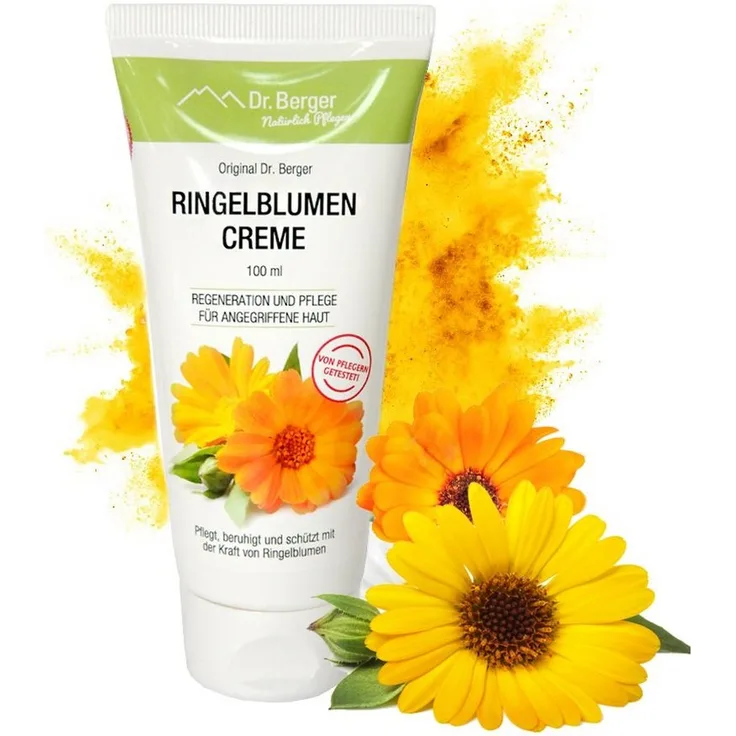 Dr. Berger Ringelblumencreme, 100 ml, beruhigende Hautpflege für trockene und empfindliche Haut
