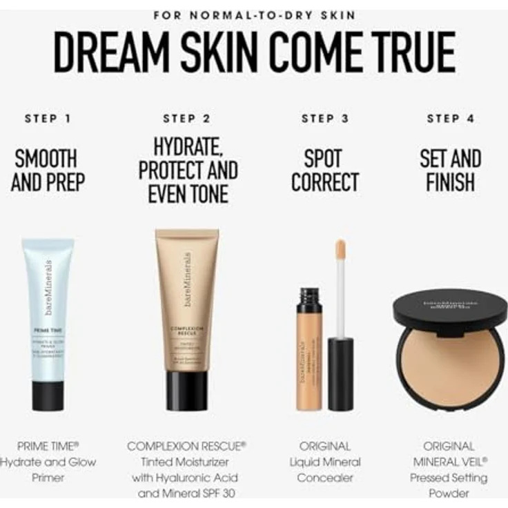 bareMinerals Prime Time Hydrate & Glow Primer, ultraleichtes Serum mit intensiver Feuchtigkeitsversorgung und mineralischen Pigmenten, 30 ml BLANC – Bild 8