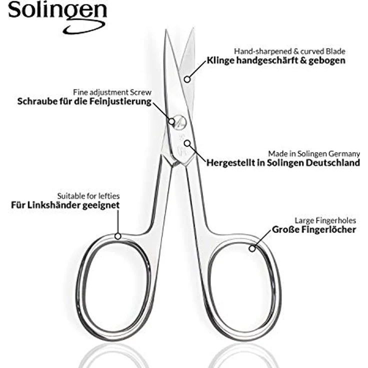 marQus Nagelschere Solingen, Extra scharf mit gebogener Schneide, inklusive Kunstleder-Etui für Fingernägel und Fußnägel – Bild 2