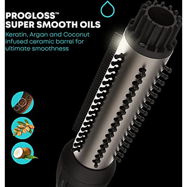 Revamp Progloss Keramikbürste für Volumen und Wellen - 32-mm Keramik- und Ionenbürste mit einziehbaren Borsten und Progloss-Ölen für einfache, lang anhaltende Locken und Wellen – Bild 4