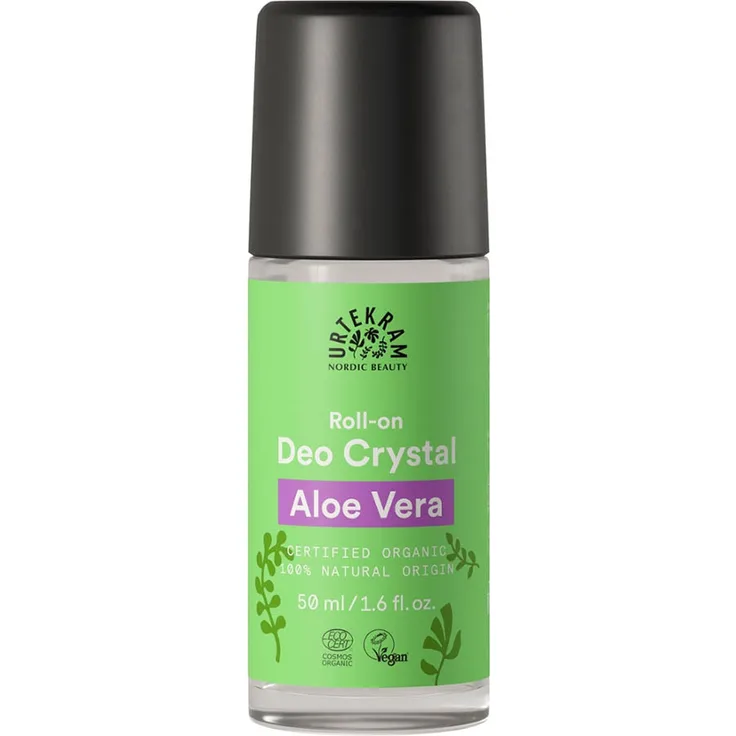 Urtekram Aloe Vera Crystal Deodorant, Organisches regenerierendes Deodorant mit Mineralien, 50ml, frischer Orangenduft