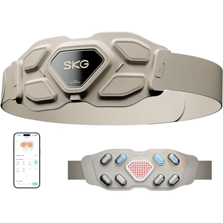 SKG W9 Pro Massagegerät, Infrarot-vibrierendes Heizkissen mit 3 Vibrationsmodi und 9 P-Tech-Modi für den unteren Rücken, tragbar und verstellbar für Taillenweiten von 58-114 cm