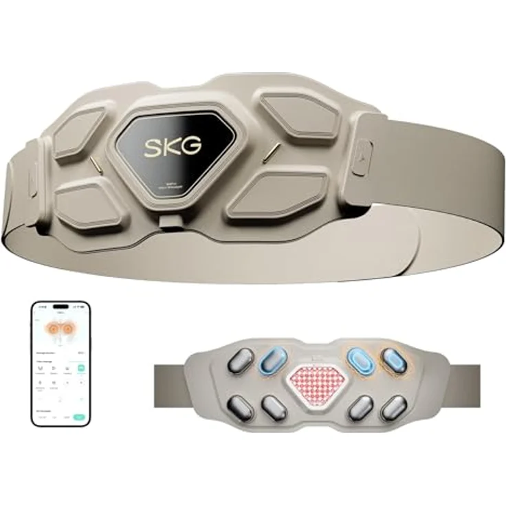 SKG W9 Pro Massagegerät, Infrarot-vibrierendes Heizkissen mit 3 Vibrationsmodi und 9 P-Tech-Modi für den unteren Rücken, tragbar und verstellbar für Taillenweiten von 58-114 cm – Bild 1