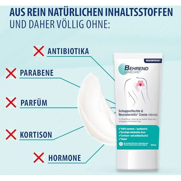 Evolsin Behrend Schuppenflechte & Neurodermitis Cr.intens. 50 ml, intensiv feuchtigkeitsspendende Gesichtspflege ohne Kortison und Parabene – Bild 6