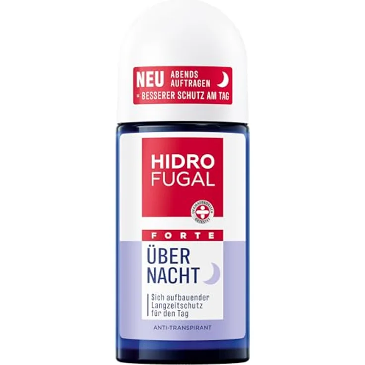 Hidrofugal FORTE Über Nacht Roll-on, Anti-Transpirant Deo ohne Ethylalkohol für starken Schutz am Tag, 50 ml