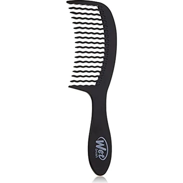 WetBrush Easy-Glide Kamm, Wellenzahn-Design für müheloses Entknoten, geeignet für alle Haartypen, Schwarz
