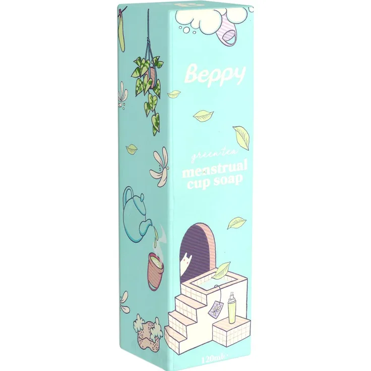Beppy CUP SOAP 120ml, sanftes Reinigungsmittel für Menstruationstassen und Silikonprodukte mit grünem Tee Aroma