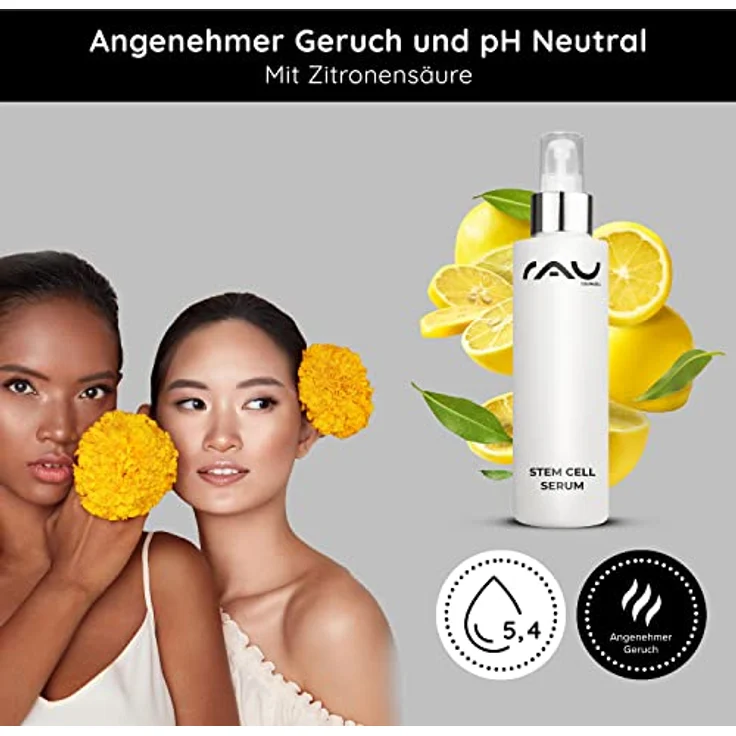 RAU Cosmetics Stem Cell Serum 100 ml - Anti-Aging Serum mit echten pflanzlichen Stammzellen, Vitamin A & Panthenol - gegen Falten: Trockene, Sensible, Unreine, Reife und Mischhaut – Bild 4