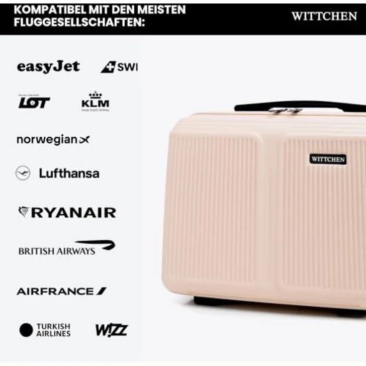 WITTCHEN Stripes Line Kosmetiktasche, Hartschalenkoffer aus ABS mit bequemen Griff und Schultergurt, Puderrosa – Bild 5