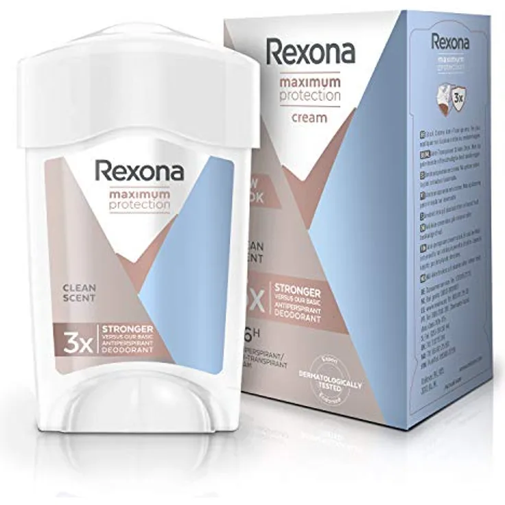Rexona Maximum Protection Anti Transpirant Deo Creme Clean Scent, 96 Stunden Schutz gegen starkes Schwitzen, 45 ml