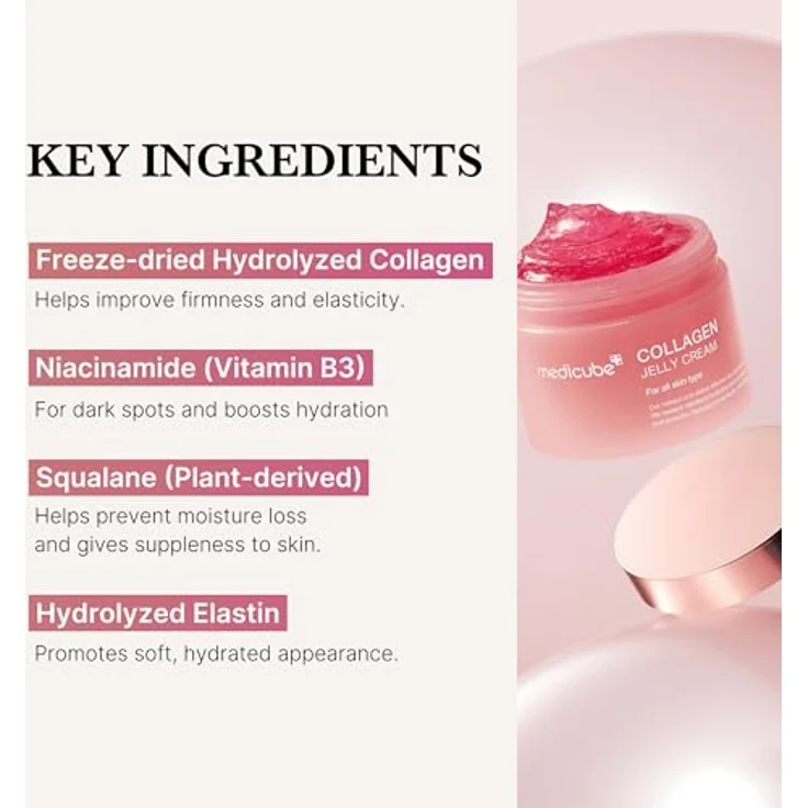 Medicube Collagen Jelly Cream 50ml – Straffende Feuchtigkeitspflege mit 98% Hydrolysiertem Kollagen, Niacinamid und Squalan – Bild 7