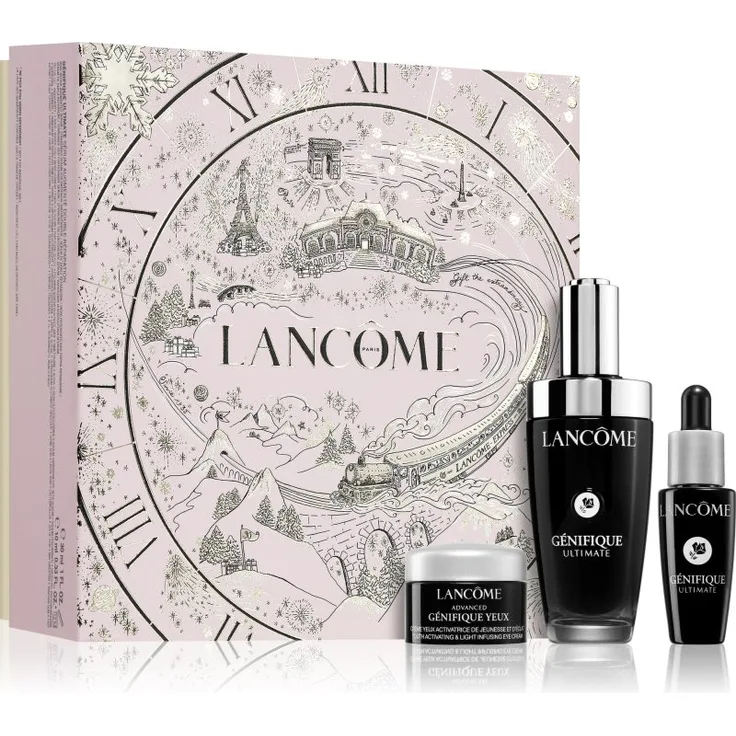Lancôme Génifique Ultimate Serum Geschenkset, 30 ml Serum, 10 ml Serum, 5 ml Augencreme für glatte, hydratisierte Haut