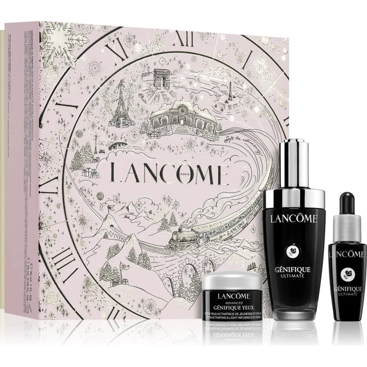 Lancôme Génifique Ultimate Serum Geschenkset, 30 ml Serum, 10 ml Serum, 5 ml Augencreme für glatte, hydratisierte Haut