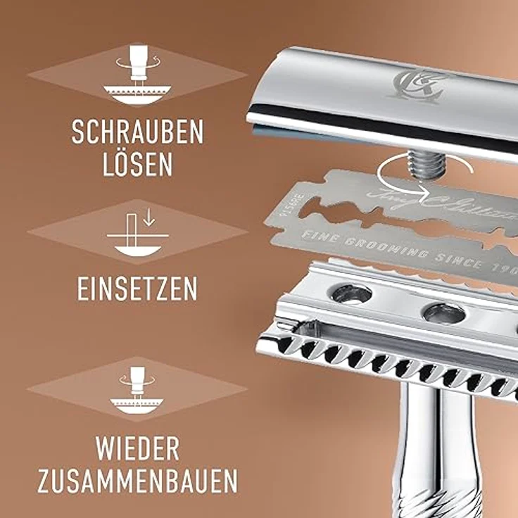 King C. Gillette Double Edge Safety Razor, Rasierhobel für Männer, + 5 Klingen – Bild 4