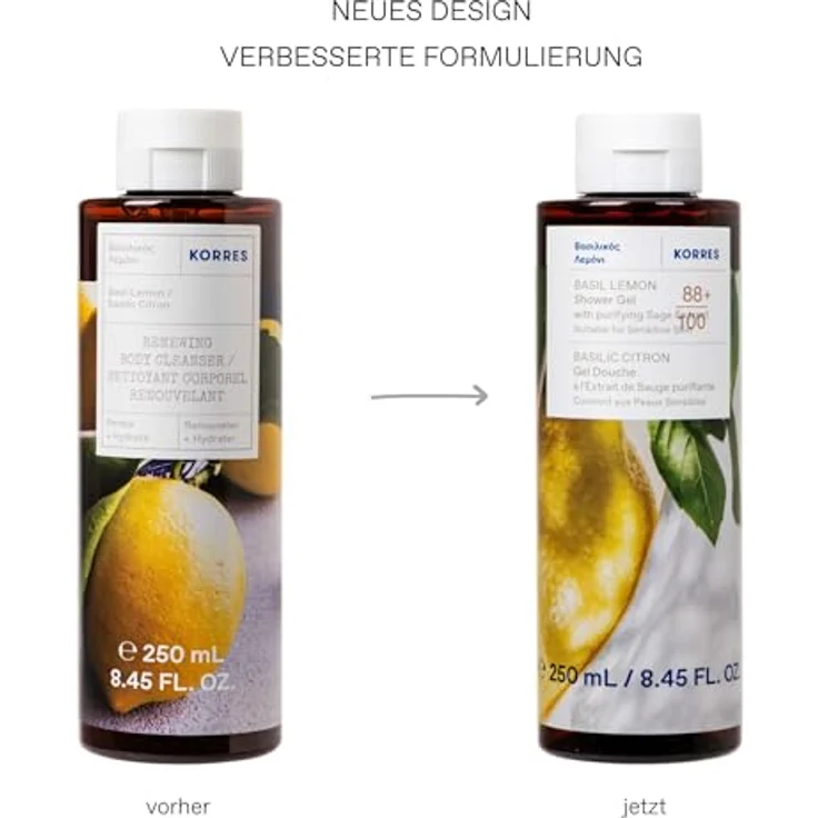 KORRES BASIL LEMON Duschgel mit Salbei-Extrakt, vegan, dermatologisch getestet, 250 ml – Bild 2