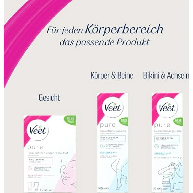 Veet Haarentfernungscreme sensitive 100 ml, spezielle Formel für empfindliche Haut, glatte Haut in nur 3 Minuten – Bild 7