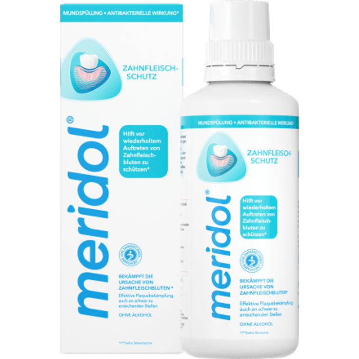 Meridol Zahnfleischschutz Mundwasser 450 ml – Antibakterielle Mundspülung mit Zink & Aminfluorid gegen Plaque, Karies & Zahnfleischprobleme