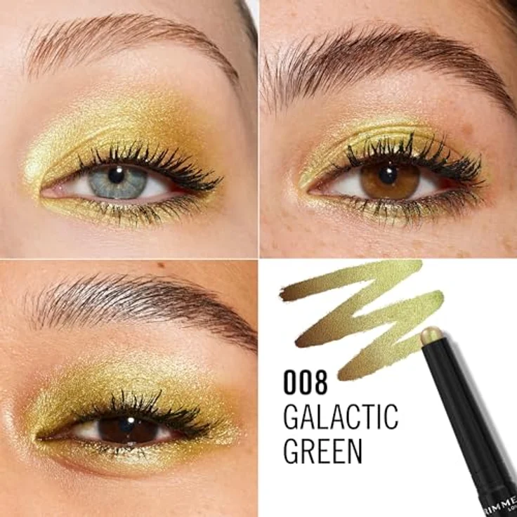 Rimmel Wonder'Last Lidschatten-Stift 008 Galactic Green, veganer Eyeliner mit Glitzereffekt, 1,64 g – Bild 3