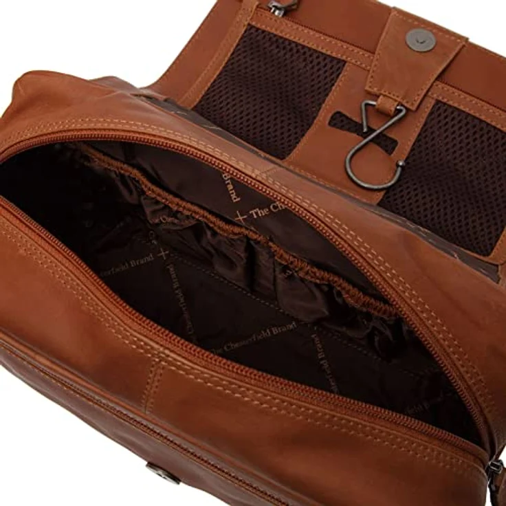 The Chesterfield Brand Rosario Kulturbeutel Leder 25 cm, vielseitiger Reisebegleiter mit Haken, Braun – Bild 4