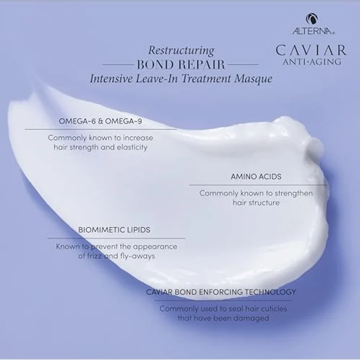 Alterna Caviar Bond Repair Leave In Treatment Masque für strapaziertes Haar, 50 ml - Intensive Feuchtigkeit, Regenerierende Inhaltsstoffe, Elastizität und Glanz, Haarstruktur reparierend, Haarbruch verhindernd – Bild 5