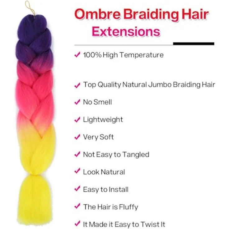 Shangxiu Jumbo Braid Extension, bunte Kunsthaar Haarverlängerung, 24" (60cm), 300g zum Einflechten – Bild 3