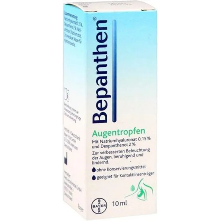 Bayer Vital GmbH Bepanthen Augentropfen, 10 ml, feuchtigkeitsspendend mit Hyaluronsäure und Dexpanthenol, für trockene und juckende Augen