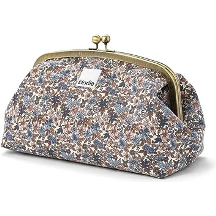 Elodie Kulturbeutel Zip&Go, Beauty Case mit Innentasche, Reißverschluss und Metallrahmen, Blue Garden, 13 x 16 x 22,5 cm