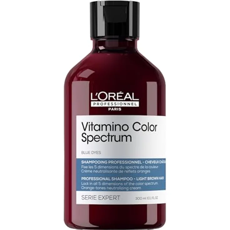 L'Oréal Professionnel Vitamino Color Spectrum Blue Dyes Neutralizing Shampoo, 300 ml, für Farbbrillanz und Glass Hair Effekt bei coloriertem Haar, Neutralisiert Orangetöne, Serie Expert
