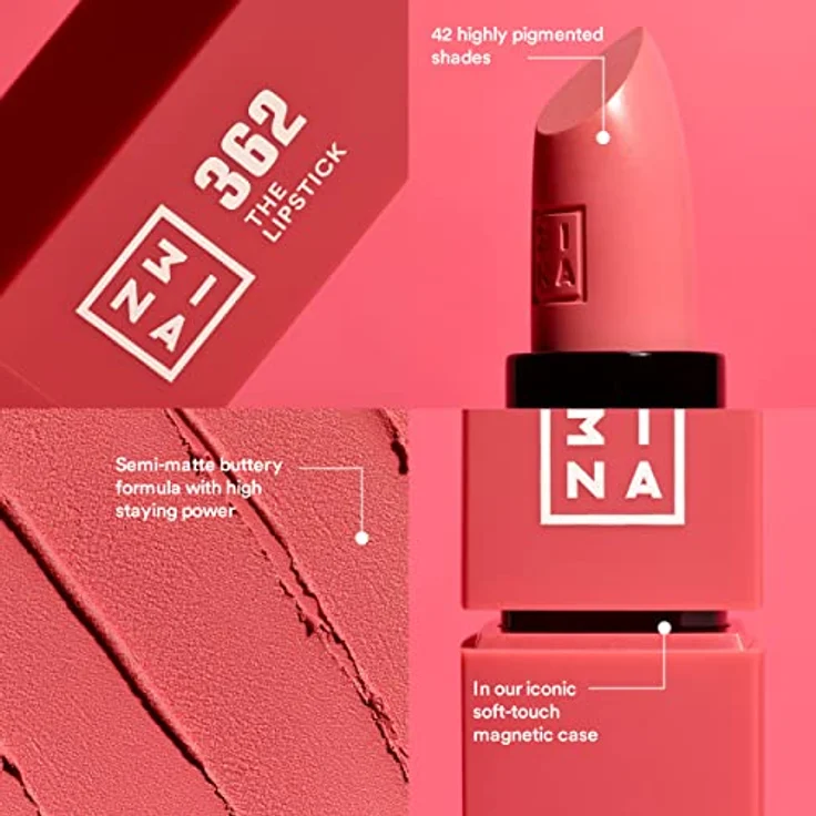 3INA The Lipstick Lippenstift, hochdeckend, 4,5 g, Farbe Nr. 793 - Turquoise, mit Vitamin E und Sheabutter, matt oder glänzend – Bild 2