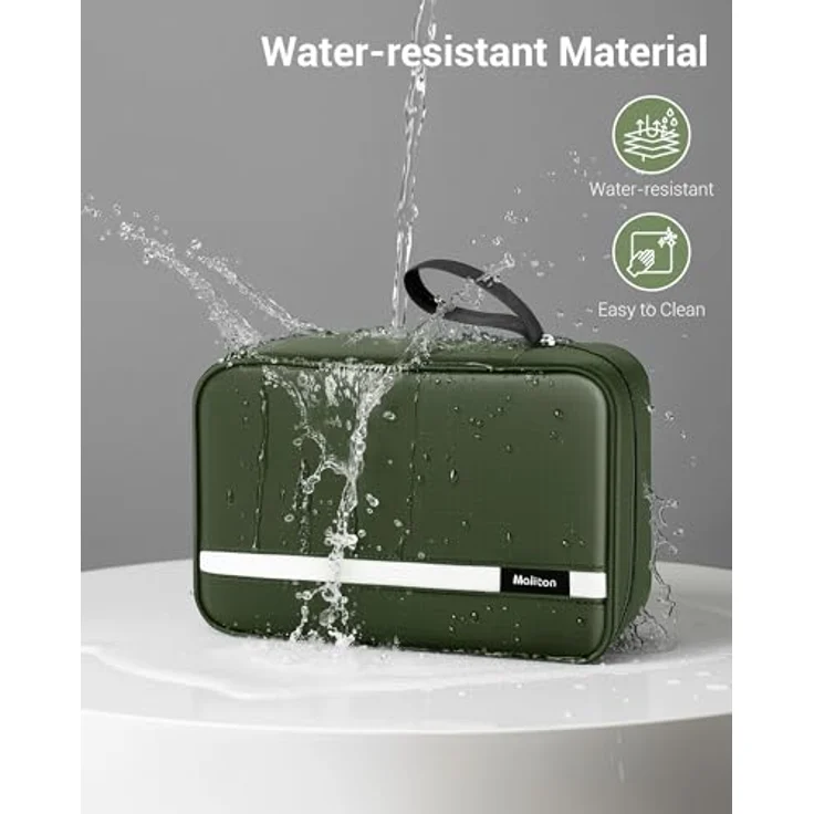 Maliton Reise-Toilettenbeutel, großer Hygienebeutel mit 4 Fächern, wasserdicht und zum Aufhängen, olivgrün – Bild 4