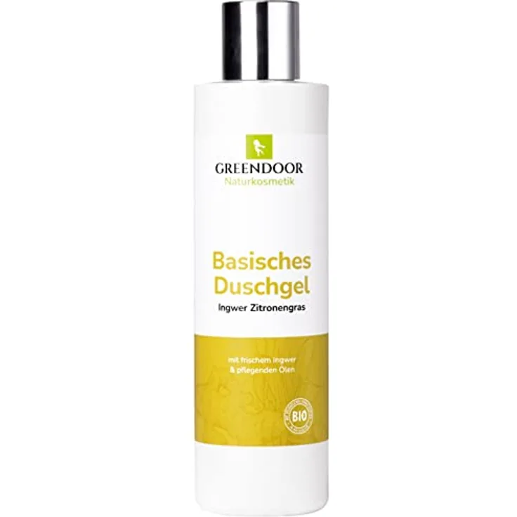 GREENDOOR Basisches Duschgel Ingwer Zitronengras 250ml, biologisch abbaubar, parabenfrei, aus Bio Olivenöl, all natural
