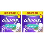 Always Daily Fresh Slipeinlagen Normal, 100% pflanzenbasierte Fasern, atmungsaktiv, ohne Duft, 42 Stück (Packung mit 2)