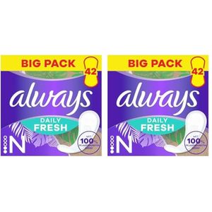 Bild für Always Daily Fresh Slipeinlagen Normal, 100% pflanzenbasierte Fasern, atmungsaktiv, ohne Duft, 42 Stück (Packung mit 2)