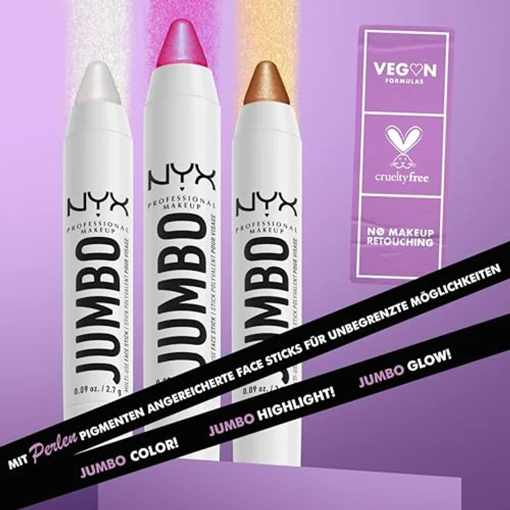 NYX Professional Makeup Jumbo Multi-Use Highlighter Stick, cremiger Highlighter mit intensivem Glow, Farbton 01 Coconut Cake, 2,7 g – Bild 2