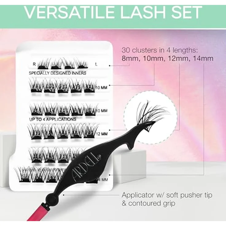 Ardell Press On Wispies Natural Wimpern, selbstklebend, 24 Stunden Haltbarkeit, 4 Längen, Applikator inklusive – Bild 3