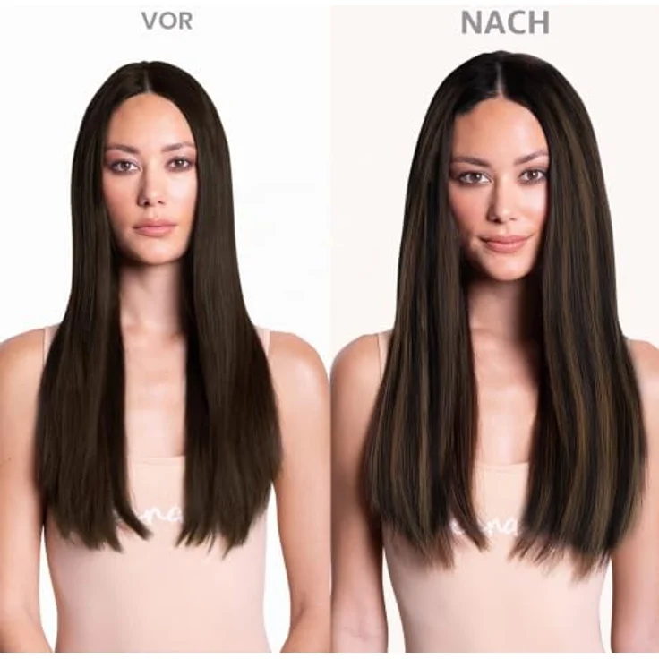 WENNALIFE Clip in Extensions Echthaar, 55cm 120g 7pcs Balayage Schwarz bis Chestnut Braun, Remy Haarverlängerung mit leichten Clips – Bild 5